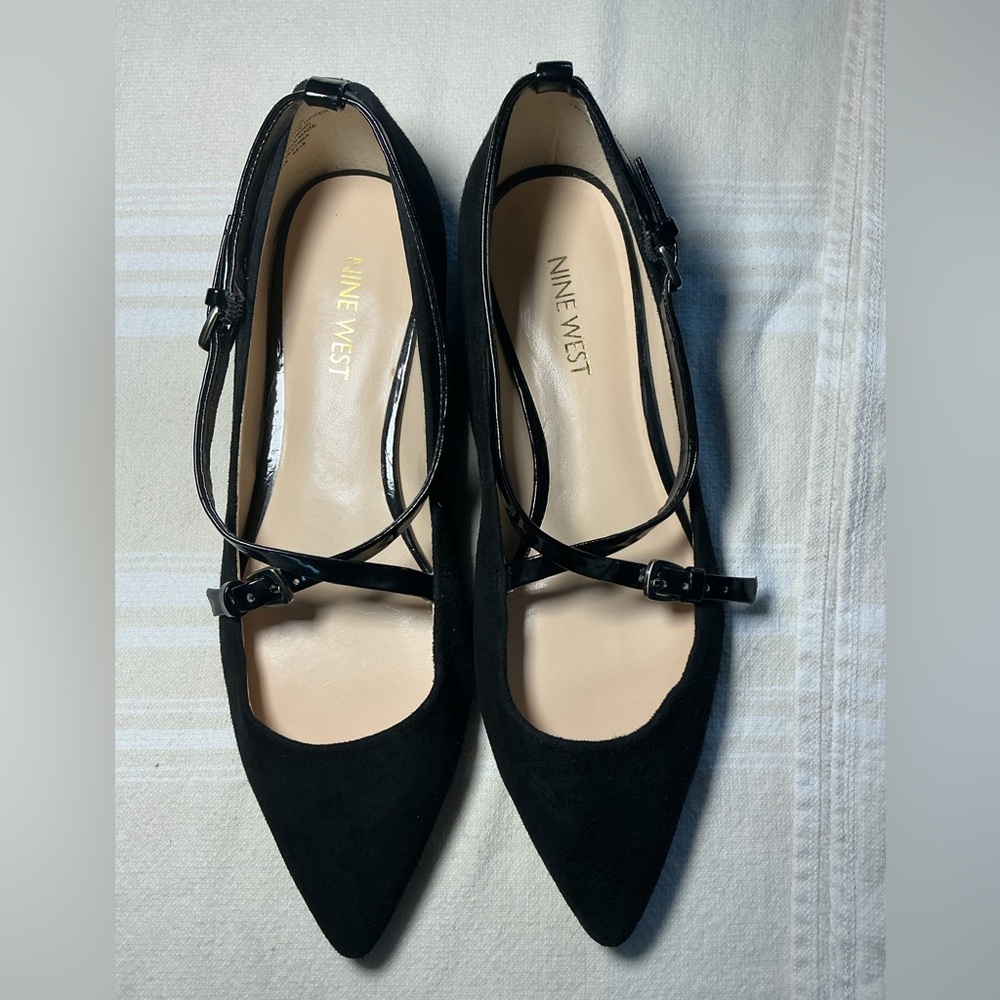 Nine West Black Flats with Straps